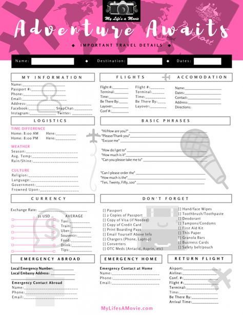 Printable form for your "Important Travel Details" that you can take with you, and never freak out about again! Travel on my friends! Inteletravel Agent, Travel Consultant Business, Traveling Accessories, Travel Agent Career, Travel Consultant, Solo Traveling, Single Travel, Business 101, Travel Advisor