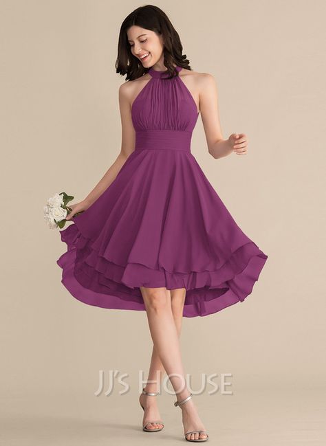 Dress Designs For Women, Bridesmaid Dresses Short Purple, Summer Bridesmaid Dresses, Chiffon Cocktail Dress, Best Dress, Semi Formal Dresses, Short Bridesmaid Dresses, Grad Dresses, Chiffon Bridesmaid Dress