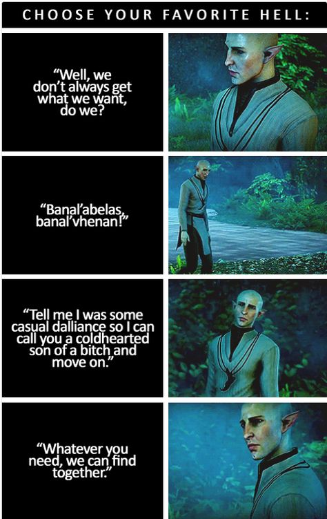 Solas Romance hells :( Solas Dread Wolf, Dragon Age Solas Romance, Solas X Inquisitor, Solas X Lavellan Romance, Solas Romance, Solas Lavellan, Dragon Age Inquisition Solas, Dragon Age Solas, Dread Wolf