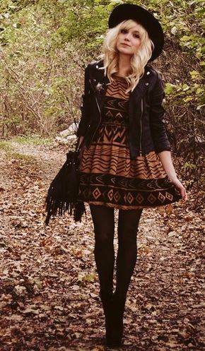 30+ Cute Fall Bohemian Outfits - MCO [My Cute Outfits] Look Grunge, Mode Rock, Mode Pop, Boho Styl, Mode Hippie, Bohemian Mode, Burnt Orange Dress, Estilo Hippie, Retro Pin Up