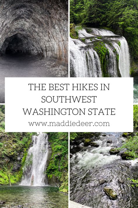 Washington State is a beautiful destination in the Pacific Northwest for the mountains, beaches, caves, and waterfalls. You can't go wrong hiking in this state! If you are traveling to Washington or just looking for a new hike, try one of these. These are the best hikes in SW Washington State! Washington Waterfalls, Washington Adventures, Gifford Pinchot National Forest, Washington State Hikes, Forest Map, Pacific Northwest Travel, Washington Hikes, Washington Travel, Western Washington