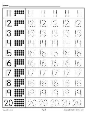 Numbers 10 To 20 Worksheet, Writing Numbers Kindergarten, Preschool Activity Sheets, Kindergarten Math Free, Preschool Number Worksheets, Kindergarten Math Worksheets Free, Counting To 20, Dot Worksheets, Preschool Math Worksheets