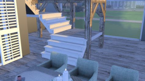 split level stairs sims 4 Split Level Stairs, Outdoor Stairs, Split Level, Sims 4, Furniture Sets, Outdoor Furniture Sets, Stairs, Sweet Home, Split