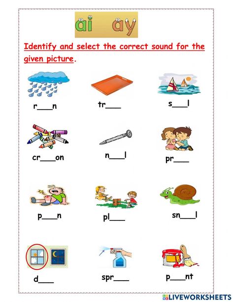 Ay Words Worksheet, Ay Words, Words Worksheet, Literacy, Sound, Collage, Pins