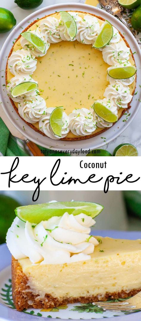 Key Lime Coconut Pie, Coconut Lime Pie, Key Lime Recipes, Key Lime Filling, Cream Of Coconut, Tropical Desserts, Lime Pie Recipe, Coconut Cheesecake, Keylime Pie Recipe