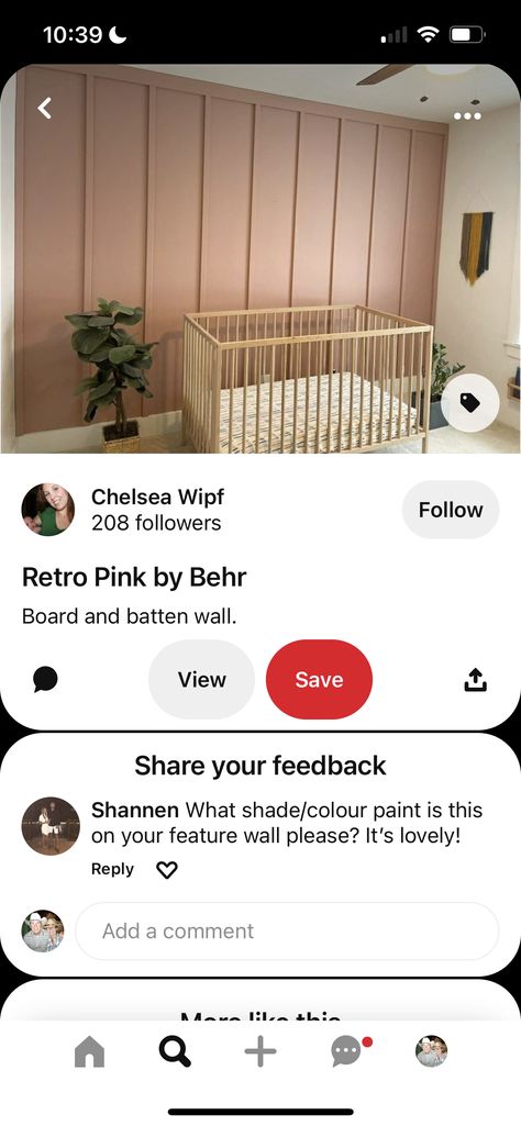 Blush Pink Accent Wall Nursery, Retro Pink Nursery, Mauve Pink Accent Wall, Cabbage Rose Sherwin Williams Nursery, Mauve Shiplap Wall, Pale Pink Nursery Walls, Pink Wood Accent Wall, Dusty Pink Accent Wall Nursery, Terracotta Nursery Accent Wall