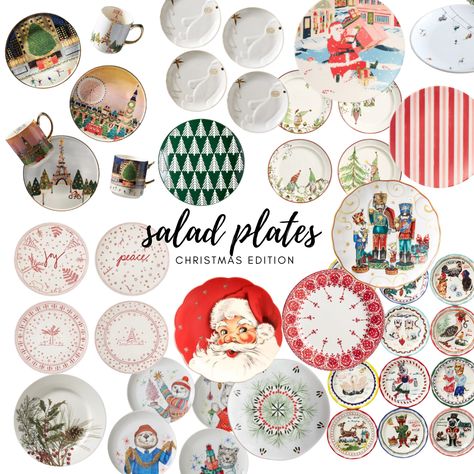 Nutcracker Plates, Dapper Animals, Wayfair Finds, Santa Plates, Tree Plates, Tablescape Christmas, Christmas Salad Plates, Christmas Salad, Christmas Appetizer