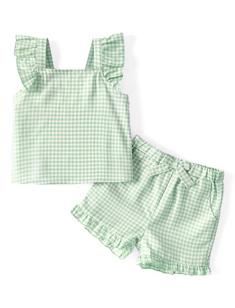 PRICES MAY VARY. Soft Fabric: Our adorable gingham clothes for girls are crafted from lightweight and soft 100% polyester material, ensuring a breathable feel and exceptional comfort. Features: This tank top and shorts set features a ruffle flutter sleeve tank crop top and elastic waist shorts with two pockets, offering a loose fit in a casual style that stands out with its stylish design. Matching: The casual style allows for endless matching possibilities, making it suitable for summer sets, s Gingham Clothes, Cute Kid Clothes, Gingham Tank Top, Preppy Kids Outfits, Sustained Investigation, Toddler Girl Outfits Summer, Foster Kids, Preppy Kids, Summer Sets