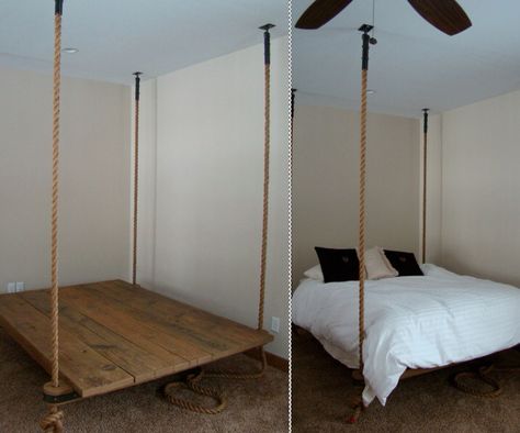 Make your night sleep feel like your on cloud nine Hanging Bed Diy, Suspended Bed, Hanging Beds, Hanging Furniture, Hanging Bed, Dekorasi Kamar Tidur, Bed Swing, Diy Hanging, Diy Bed