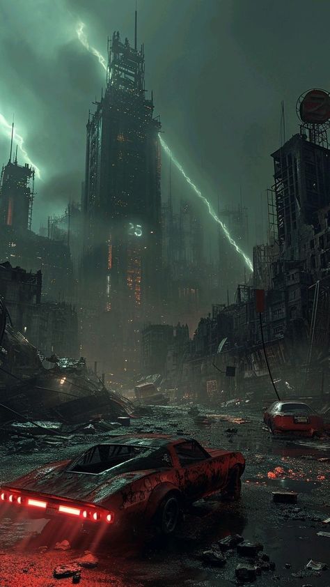 Post Apocalyptic Wallpaper, Cyberpunk Slums, Tech Dystopia, Cyberpunk Apocalypse, Scifi Landscape, Futuristic City Utopia, Industrial Decay, Space Opera Art, Apocalypse Landscape