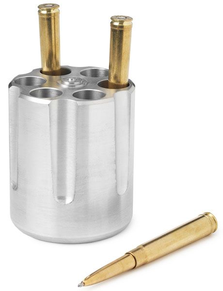 revolver pen holder goes great with the .375 Caliber Bullet Space Creative Desk, Bullet Pen, Unique Pens, Man Office, Supplies Organization, Writing Instruments, Pen Holder, Desk Accessories, Pen Holders