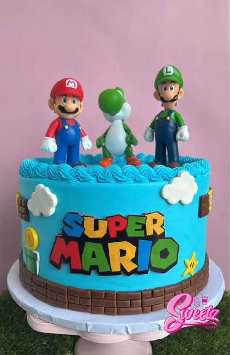 Mario Themed Cake, Mario Bros Birthday Cake, Super Mario Bros Cake, Luigi Cake, Mario Bros Cake, Super Mario Cake, Mario Cake, Mario Bros Birthday, Super Mario Birthday Party