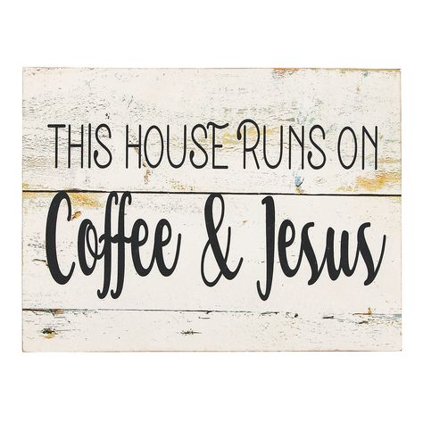 Free 2-day shipping on qualified orders over $35. Buy This House Runs On Coffee And Jesus Sign - 1 Piece at Walmart.com Coffee Signs Diy, Kitchen Hearth Room, Kitchen Hearth, Jesus And Coffee, Coffee And Jesus, Jesus Coffee, Coffee Bars In Kitchen, Coffee Nook, Coffee Bar Home