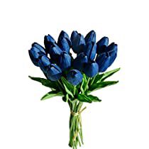 Blue Fake Flowers, Real Tulips, Tulips Meaning, Navy Blue Flowers, Light Blue Aesthetic, Navy Flowers, Blue Tulips, Colorful Life, Yellow Tulips