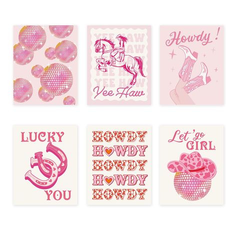 PRICES MAY VARY. 【UNFRAMED】Pink Cowgirl wall art prints - (Set of 6) - Unframed - 8x10inch 【PINK COWGIRL WALL ART】 Various types western girls make them more suitable for decoration in the girls bedroom, classroom, living room, kids bedroom, guest room, playroom, home decor 【HIGH QUALITY】 High definition cowgirl themed printed on high quality canvas. They are wrapped in a great package and you can treat it as a gift. 【PERFECT GIFT IDEA】 As its exquisite design, it’s great idea for western girls Disco Ball Cowgirl, Guest Room Playroom, Cowgirl Bedroom, Cowgirl Wall Art, Teen Girls Bedroom, Bedroom Decor Posters, Cowgirl Poster, Preppy Western, Western Girls