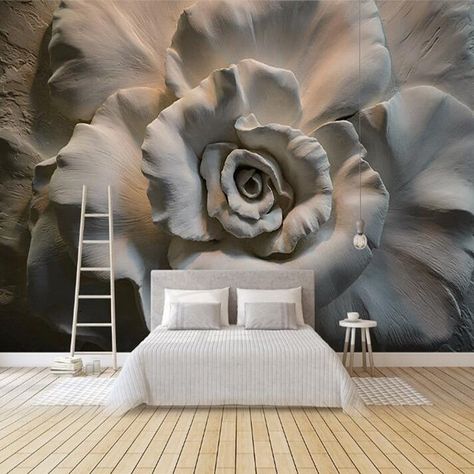 Mud Sculpture Flower Wallpaper Wall Sticker Mural - Wallpaper Walls Bedroom, Large Wall Murals, Look Wallpaper, 3d Wall Murals, Rose Flower Wallpaper, Custom Murals, Rose Wall, Mural Floral, Wallpaper Free