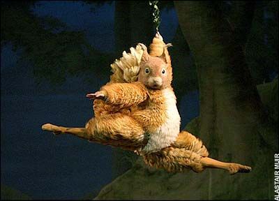 Squirrel animal costume for ballet: The Tales of Beatrix Potter, at The Royal Ballet, Covent Garden Seven Dwarfs Costume, Human Puppet, Squirrel Costume, Tales Of Beatrix Potter, The Royal Ballet, Peter Rabbit And Friends, Animal Costumes, Animal Magic, Theatre Costumes