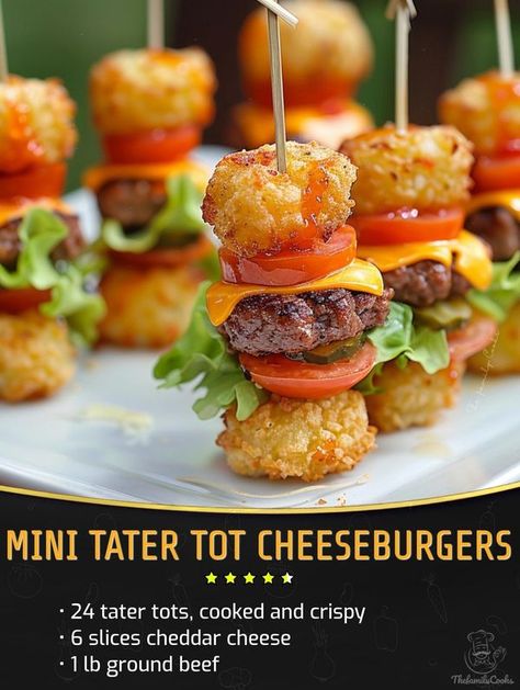 Tater Tot Bar, Mini Sliders, Appetizers Easy Finger Food, Mouthwatering Recipes, Dinner Appetizers, Crockpot Recipes Easy, Cookbook Recipes, Appetizers For Party, Appetizers Easy