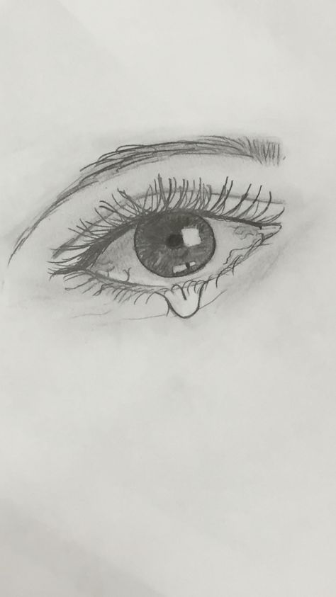 Crying Sketching, How To Draw Crying Eyes, Crying Eye Painting, Teary Eye Drawing, Crying Eye Sketch, Eye Sketch Easy, Crying Eyes, Eye Drawing Tutorials, Eye Sketch