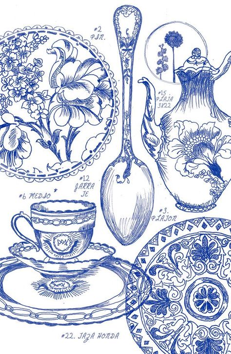 love Tea Chest, Sketchbook Ideas, Ink Drawings, Blue Willow, Blue China, Love Blue, Craft Patterns, Work Life, Blue Ink