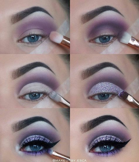 Easy Eye Makeup Tutorial, Make Up Diy, Eyeshadow Tutorial For Beginners, Permanente Make-up, Purple Eye Makeup, Eyebrow Eyeshadow, Smink Inspiration, Eye Makeup Steps, Makeup Step By Step