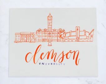 Clemson Painting, Clemson University Campus, Clemson Art, Clemson Decor, Wedding Personal Touches, College Canvas Art, College Canvas, Tiger Decor, Clemson University