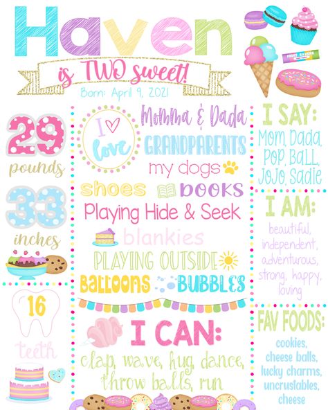 Adorable 2nd Birthday Chalkboard Sign! TWO SWEET! #dessertthemed #twosweet #lainybugsdesigns #macaroonbirthdaysign #candy2ndbirthday #candythemedbirthday #girls2ndbirthday #twoyearoldgirl #2ndbirthdayideas #2ndbirthdaytheme #lainybugsdesignsetsy #etsy 2nd Birthday Chalkboard Sign, Too Sweet 2nd Birthday, Two Sweet Birthday, Birthday Signs, 2nd Birthday Party Themes, Two Sweet, Sweet Birthday, Girl 2nd Birthday, Birthday Chalkboard