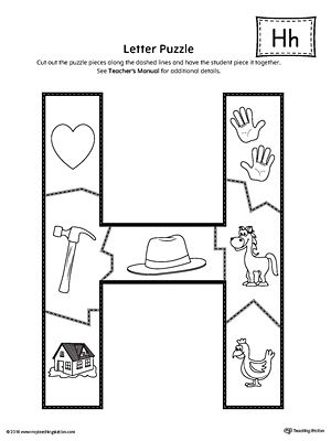 The Letter H Puzzle is perfect for helping students practice recognizing the shape of the letter H, and it's beginning sounds, along with developing fine-motor skills. Letter H Activities For Preschool, Letter H Activities, Letter H Crafts, Letters Preschool, Puzzle Printable, Handwriting Activities, Phonics Books, Alphabet Worksheets Preschool, Learning English For Kids