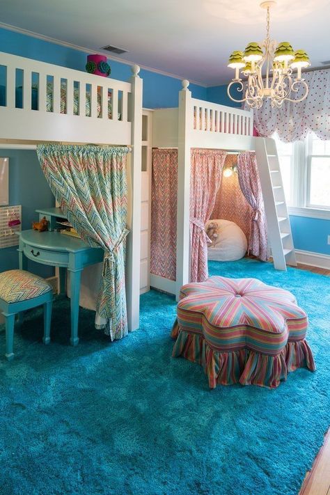 (paid link) Adorable Dog-Friendly Interior Ideas. Modern Bunk Beds For Girls Room, Bunk Bed Ideas Diy, Bunk Beds Small Room, Bunk Beds For Boys Room, Bunk Bed Safety, Modern Bunk, Bunk Beds Boys, Turquoise Room, Bunk Bed With Desk