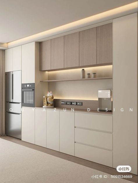 Small Luxury Kitchen, Modern White Kitchen Design, Small Open Kitchens, Kitchen Cabinet Inspiration, Minimal Kitchen Design, Minimal Kitchen, Modern Kitchen Cabinet Design, Neutral Kitchen, Minimalist Kitchen Design