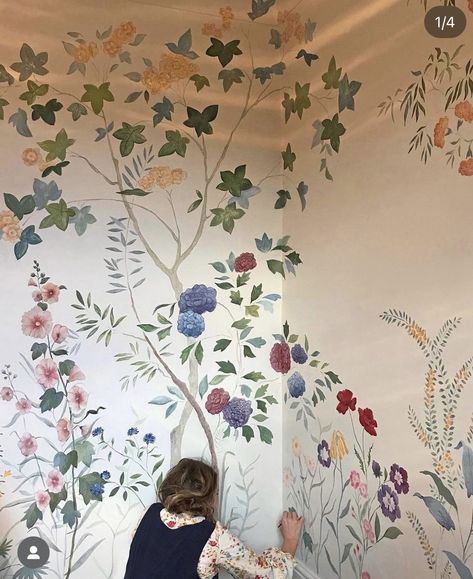 Tess Newall, Nursery Mural, Bedroom Murals, Flowers Painted, Deco Floral, House Room, Dream Rooms, Dream House Decor, My New Room