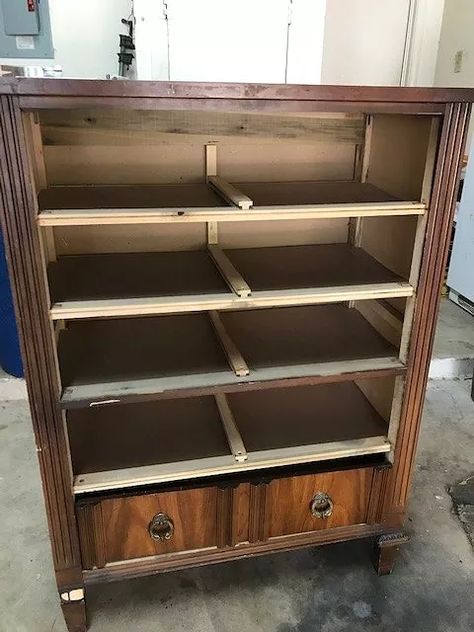 Kitchen Cabinet Diy, Cabinet Trim, Cabinet Diy, Repurposed Dresser, Dresser Shelves, Plywood Shelves, Update Cabinets, Wood Putty, Kitchen Dresser