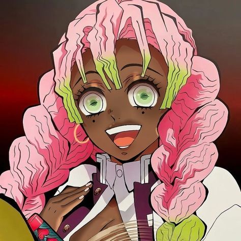 Blasian Mitsuri, Kny Redesign, Fish Oc, Pro Black Art, Poc Pfp, Blasian Edits, Poc Anime, Blk Edits, Black Demon