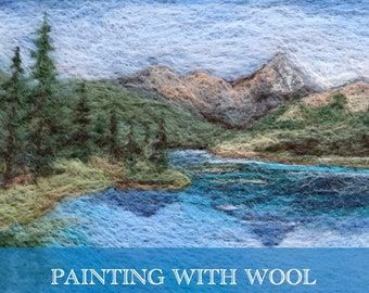 Felting Landscapes, Elements Of Art Space, Painting With Wool, Ocean Landscape Painting, Highland Cow Painting, Wool Painting, Needle Felting Diy, Bathroom Artwork, Wool Needle Felting