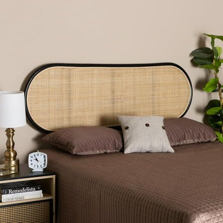 Brandish an air of tropical serenity in your space with the lovely Reegan headboard. Made in Indonesia, this bohemian piece is crafted from natural rattan. Woven embellishments within the round frame create an airy, tranquil bedroom backdrop. The Reegan will arrive fully assembled and features a standalone design that sits snuggly between the bed frame and wall with no mounting required. Lending a quality of exotic respite, the Reegan headboard transforms the feel of any bedroom. Due to the natu Modern Bohemian Bedroom, Boho Headboard, Modern Boho Bedroom, Tranquil Bedroom, Wicker Headboard, Rattan Headboard, Queen Size Headboard, Black Headboard, Queen Headboard