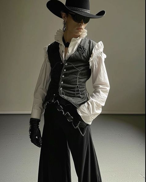 Country Goth Men’s Couture by Ai Goth Mens Fashion, Country Goth, Country Outfits For Men, Aesthetic Cowboy, Goth Cowboy, Goth Men, Goth Guys, Cowboy Aesthetic, Cowboy Costume