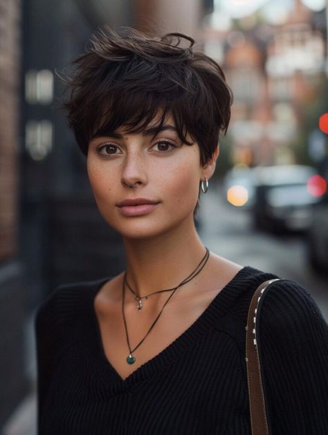 Stylish Short Choppy Haircuts for a Bold New Look Short Haircut For Square Face, Pixie Cut Square Face, Really Short Haircuts, 2024 Hairstyles, Choppy Pixie Cut, Short Bobs With Bangs, Haircut For Square Face, Short Choppy Haircuts, Choppy Haircuts