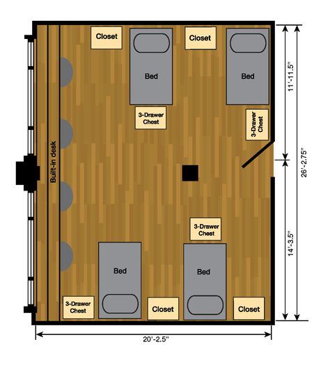 Quad Room Quad Dorm Room Ideas, Texas Tech Dorm Room, Dorm Room Setup, Quad Room, Dorm Layout, Interior Paint Color, Boho Apartments, Hall House, Girls Dorm Room