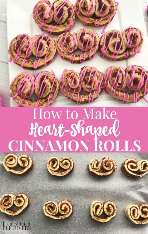 Valentines Day Brunch Ideas, Shaped Cinnamon Rolls, Heart Shaped Cinnamon Rolls, Canned Cinnamon Rolls, Bridal Brunch Food, Cinnamon Recipe, Valentines Brunch, Valentines Breakfast, Easy Brunch Recipes