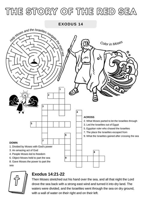 Moses and the Red Sea Multi Worksheet Activity Pack – With 8 Different Activities
This pack contains 8 different activities perfect for helping to teach the story of Moses and the Red Sea to your Sunday School

https://freebibleworksheets.com/printables/moses-and-the-red-sea-multi-worksheet-activity-pack-8-activities/

Word Search #church #ministry #kidmin #bible #sundayschool #sunday #Family #TeachingKids #EncouragingLeaders #pastors #Scripture #Bible #Faith #Spiriutality Israelites Crossing The Red Sea, Moses Red Sea Activity, Moses Parts The Red Sea Craft, Moses Printable, Moses And The Red Sea, Moses Red Sea, Crossing The Red Sea, Kids Writing Activities, Sunday School Projects