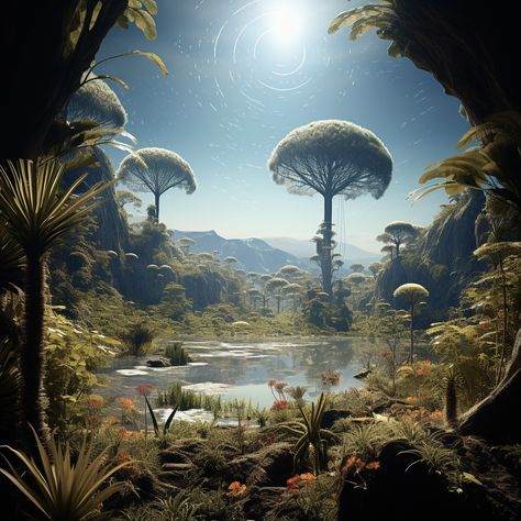 Scifi Planet Concept Art, Alien Landscape Art, Planet Landscape Concept Art, Alien Planets Concept Art, Exoplanets Art, Alien Landscape Concept Art, Sci Fi Planet Concept Art, Alien Ecosystem, Kepler Planet