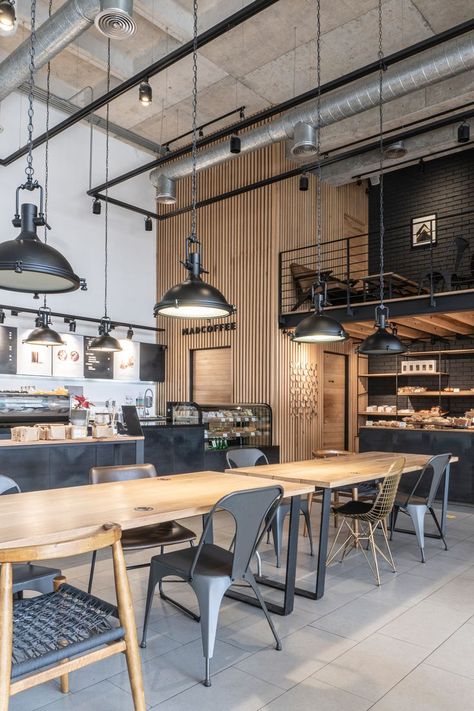 Coffeeshop design located in Monterrey, Mx. by Madarq studio Industrial Design Interior Cafe, Industrial Style Restaurant, Industrial Restaurant Design, Industrial Interior Cafe, Restaurant Design Rustic, Industrial Coffee Shop, Industrial Cafe, Rustic Cafe, Industrial Restaurant