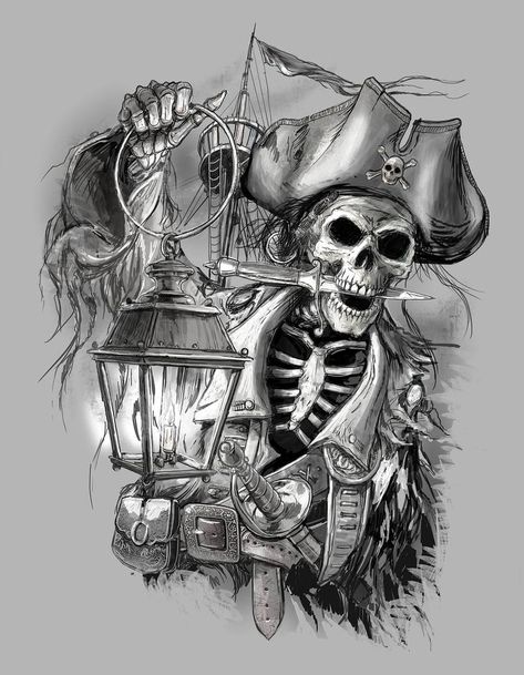 Take The Wheel by obxrussell on DeviantArt Tattoo Pirate, Pirate Skull Tattoos, Pirate Ship Tattoos, Pirate Ideas, Pirate Ship Tattoo, Pirate Skeleton, Pirate Tattoo, Pirates Life, Nautical Tattoo