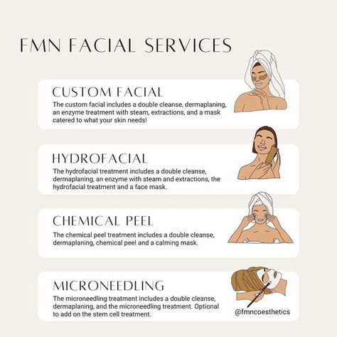 Forget Me Not Esthetics on Instagram: "Link in bio to learn more about the services FMN offers! 🤍 #esthetician #estheticianlife" Esthetician Services, Skin Salon, Esthetician Inspiration, Master Esthetician, Medical Esthetician, Esthetician School, Medical Aesthetician, Types Of Facials, Spa Specials