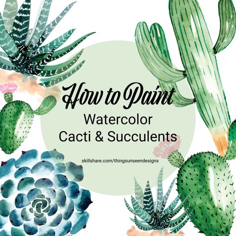 How To Paint A Succulent, How To Paint Succulents, How To Paint Succulents Step By Step, How To Paint A Succulent Easy, Easy Succulent Painting, Watercolor Cactus Paintings, Watercolor Cactus Tutorial, Painting Succulents Acrylic Easy, Paint Cactus