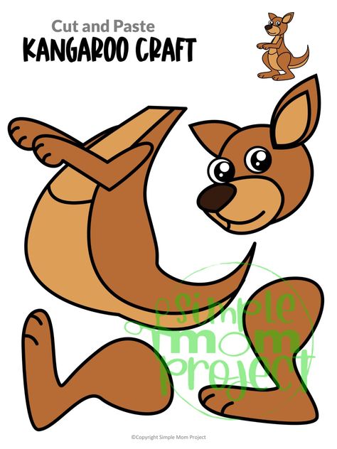 Kangaroo Crafts For Preschoolers, Kangaroo Crafts For Toddlers, K Is For Kangaroo Craft, Kangaroo Craft Preschool, Printable Crafts For Kids, Kangaroo Craft, Simple Mom Project, Kangaroo Kids, Koala Craft