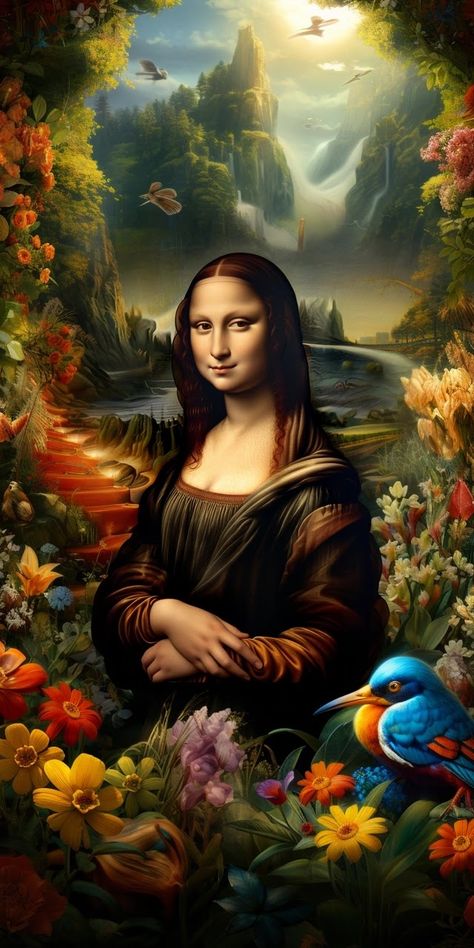 Lisa Portrait, Mona Lisa Portrait, Moody Painting, The Mona Lisa, Fire Art, Pop Art Wallpaper, Art Gallery Wallpaper, Expressive Art, Art Appreciation