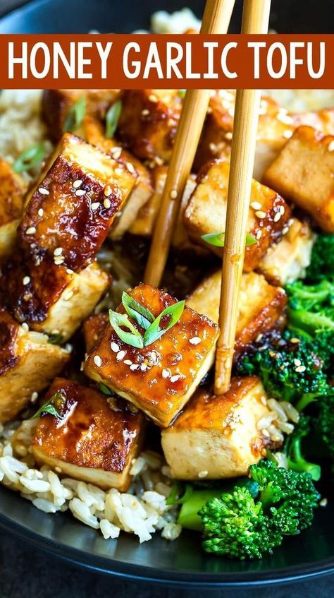 Tofu Recipes For Dinner, Chinese Style Tofu Recipes, Tofu Recipes Honey Garlic, Stirfry Tofu Recipes, Tofu Wok Recipes, Microwave Tofu Recipes, Tofu Broccoli Rice Bowl, Garlic Tofu Recipes, Wok Tofu