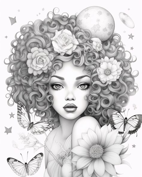 Free Download Colouring Page Coloring Book Flowery Fairy Girl – Bujo Art Girly Coloring Pages, Bujo Art, Skull Coloring Pages, Grayscale Coloring Books, Kitty Coloring, Adult Coloring Designs, Colouring Page, Hello Kitty Coloring, Free Adult Coloring Pages