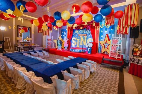 Sing 2 Balloon Garland, Sing Theme Party, Sing Party Theme, Sing Party Ideas, Sing Movie Party Ideas, Sing Themed Birthday Party, Sing 2 Birthday Party, Sing Birthday Party Ideas, Sing Party